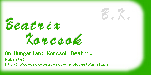 beatrix korcsok business card